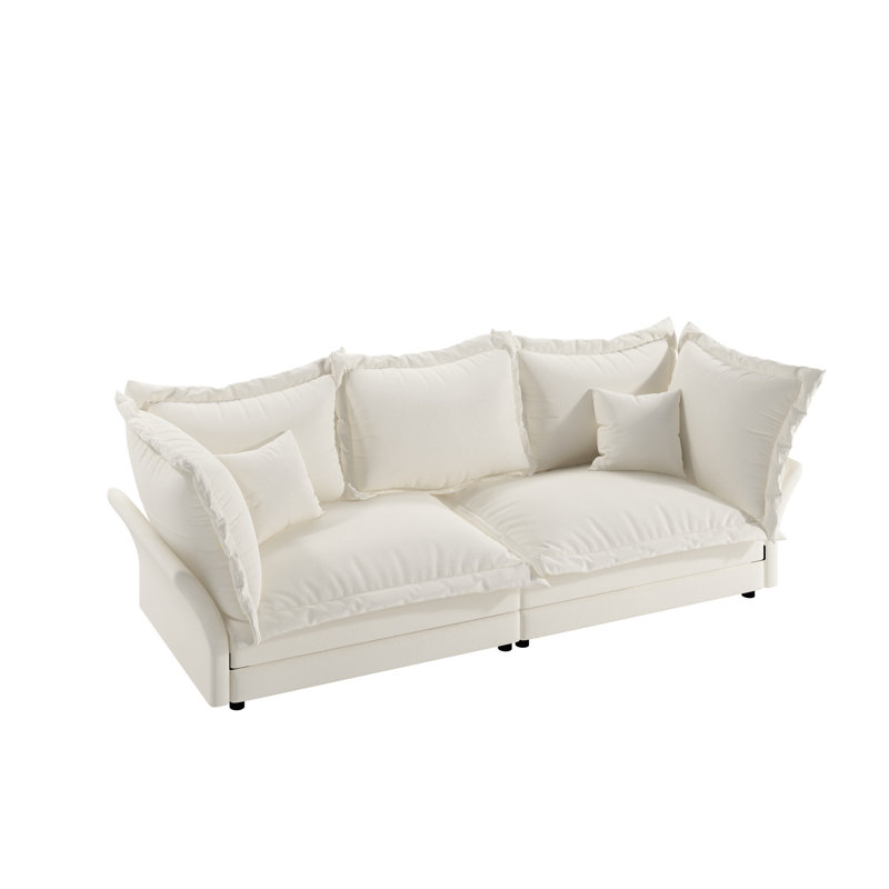 Canapé Comfy de 89,69 po de profondeur avec matériaux, velours beige pour un siège de salon élégant, coussins moelleux et fonction convertible