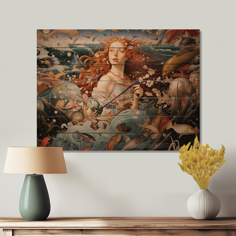 Chef-d'œuvre de la naissance de Vénus III sur bois, H 10 po x l 20 po x P 0,78 po
