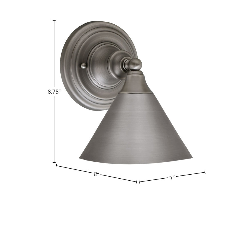 Wall Sconce Shown With 7" Cone Metal Shade, Brushed Nickel