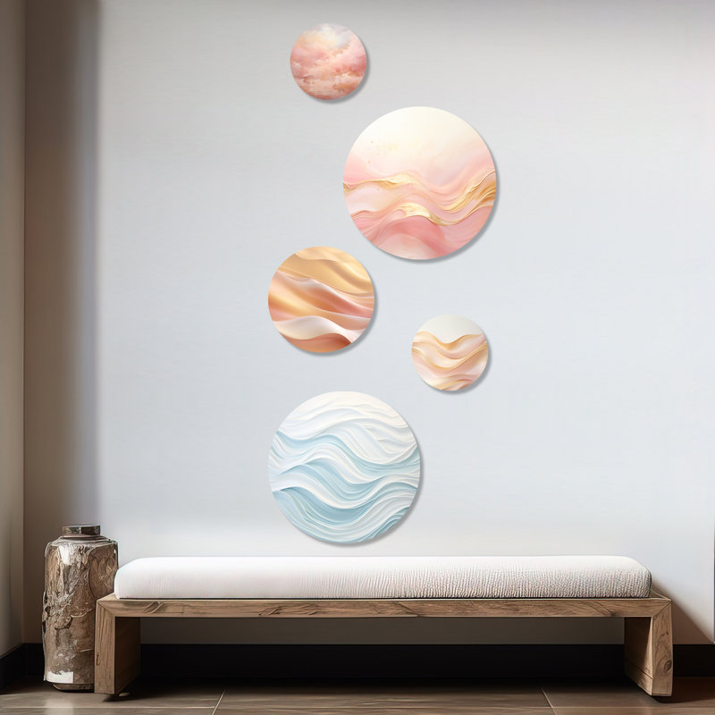 Chlora - marbre abstrait, ensemble d'art mural rond en marbre abstrait de 5