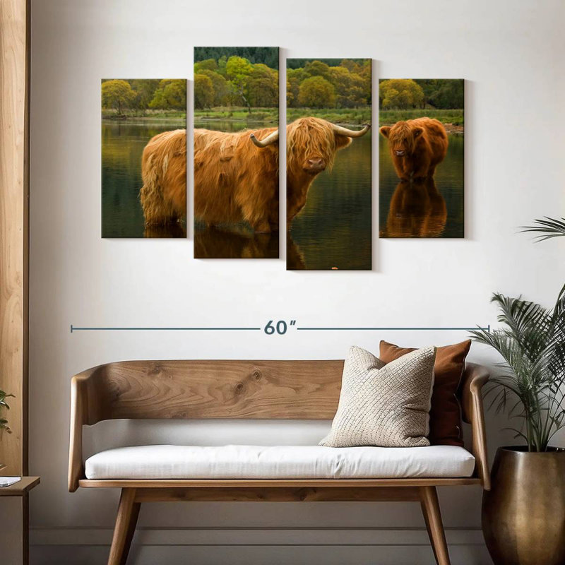 Brampt Bathing Highland Cow, H 32 po x l 52 po