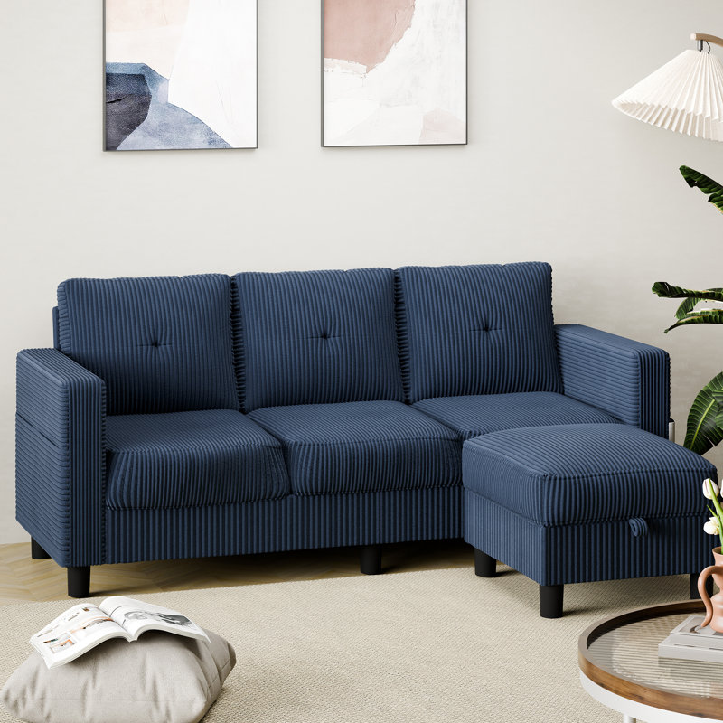  76.5" Upholstered Sofa Couch, Blue