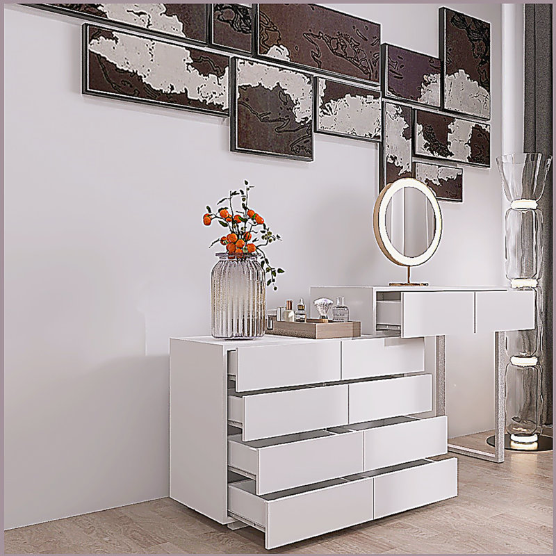 Commode de bureau 10 tiroirs sans poignée
