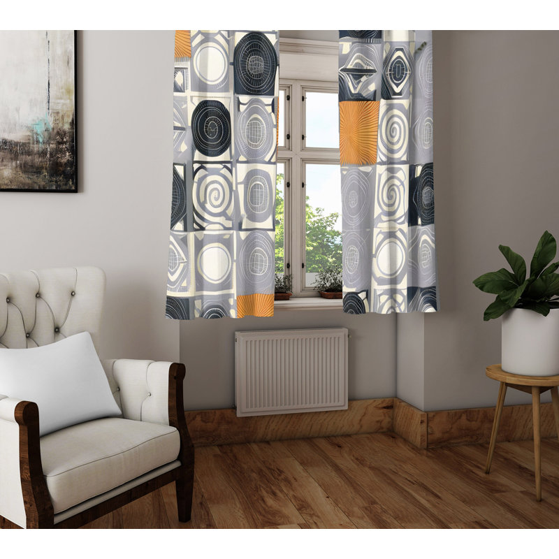 Berney Semi Sheer Curtain Pair, 40" W x 82" L