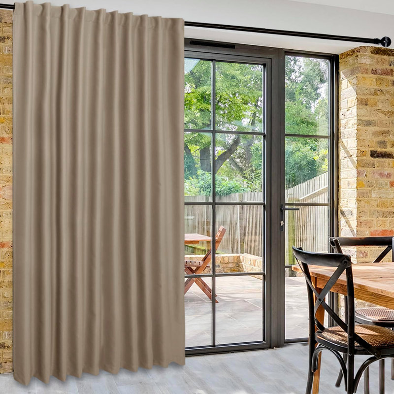 1 Panel Patio Sliding Door Curtains - Extra Wide Curtains for Glass Door, Privacy Room Divider Blackout Thermal Curtain Panel with Back Tab & Rod Pocket for Bedroom Partition