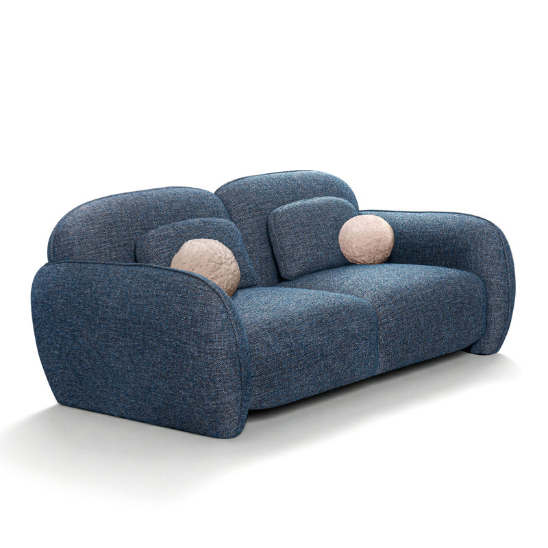 Alysa 71" Chenille Loveseat With Accent Pillows, Blue