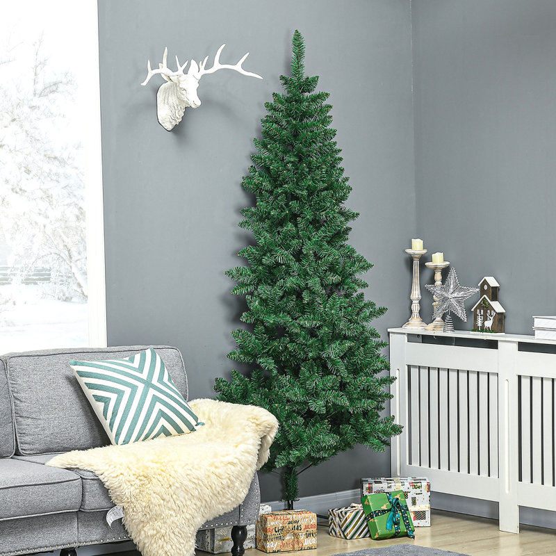 Demi-arbre de Noël artificiel 7 pi avec 52 branches, ouverture automatique, base en acier