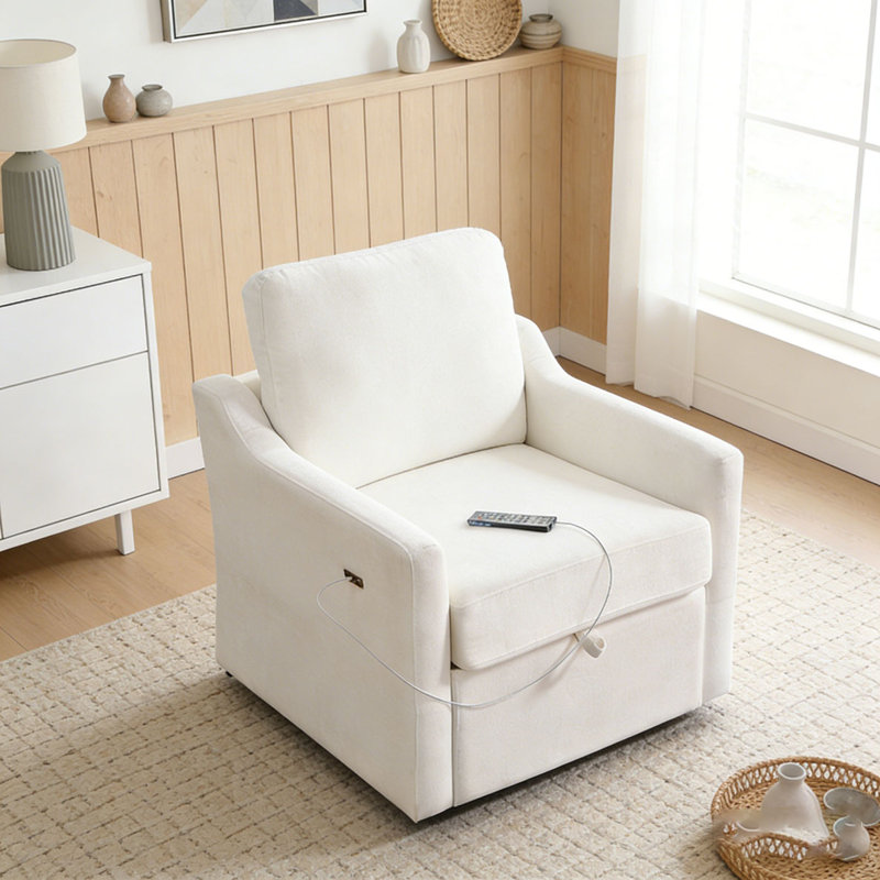 Fauteuil demi-tonneau en chenille, Blanc