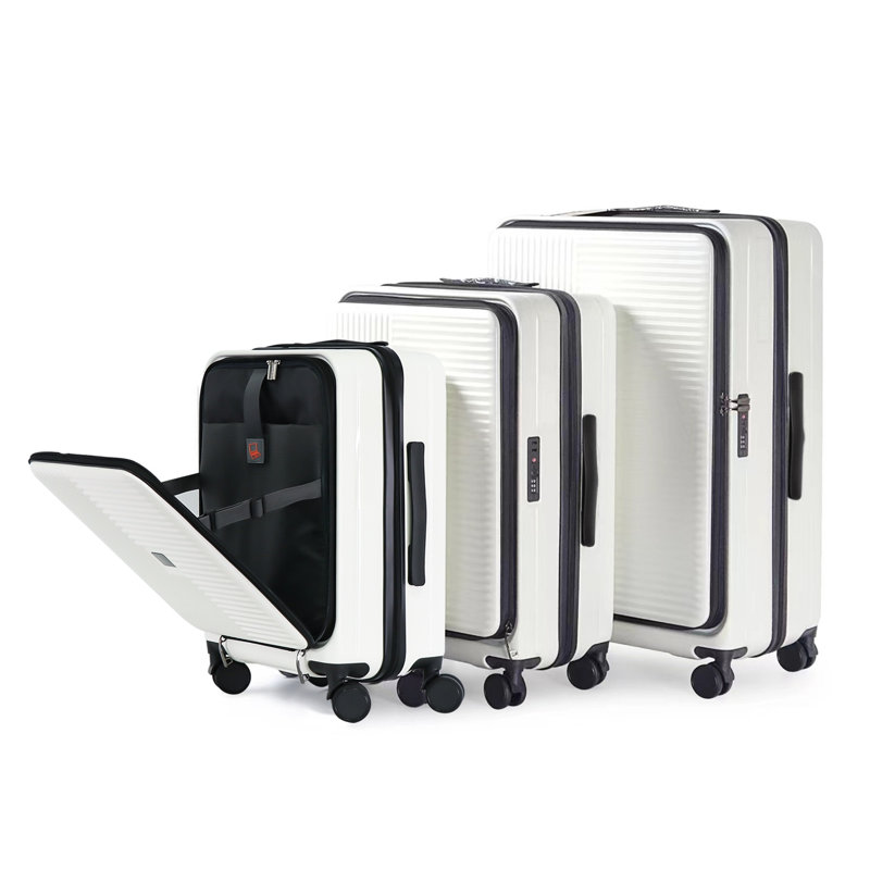 Ensemble de 3 valises rigides blanc crème avec ouverture avant et serrure TSA (20 po, 24 po)