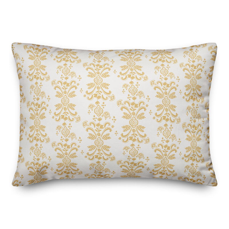 Coussin floral lombaire rectangulaire, Jaune