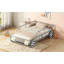 Lit plateforme simple en métal en forme de voiture avec roues et phares décoratifs, argent-1278491657