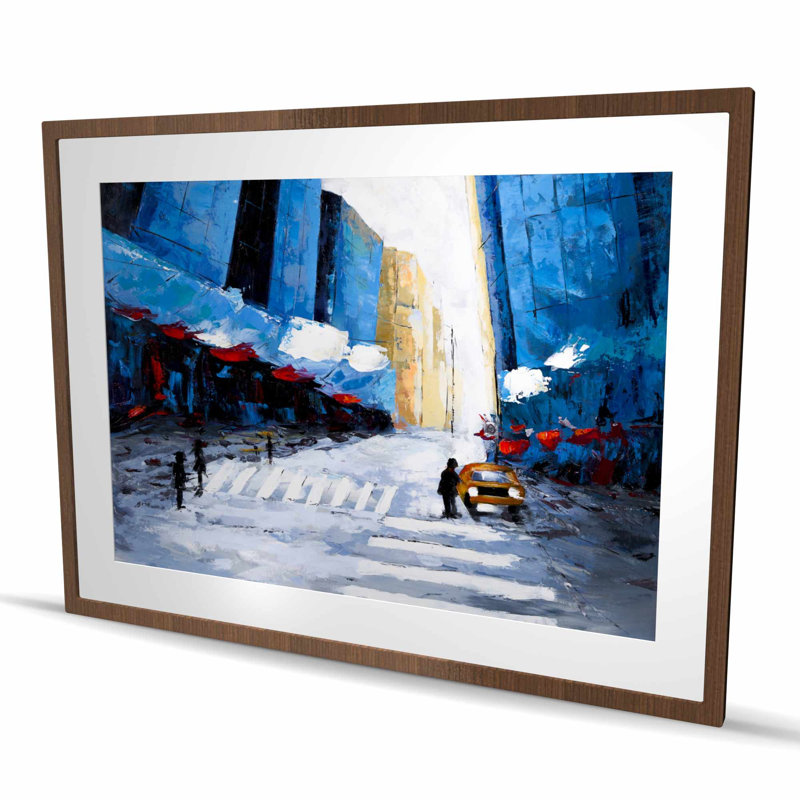 Blue bâtiments - Reproduction matte encadrée pour le décor de la chambre à coucher, Brun, H 36 po x l 48 po