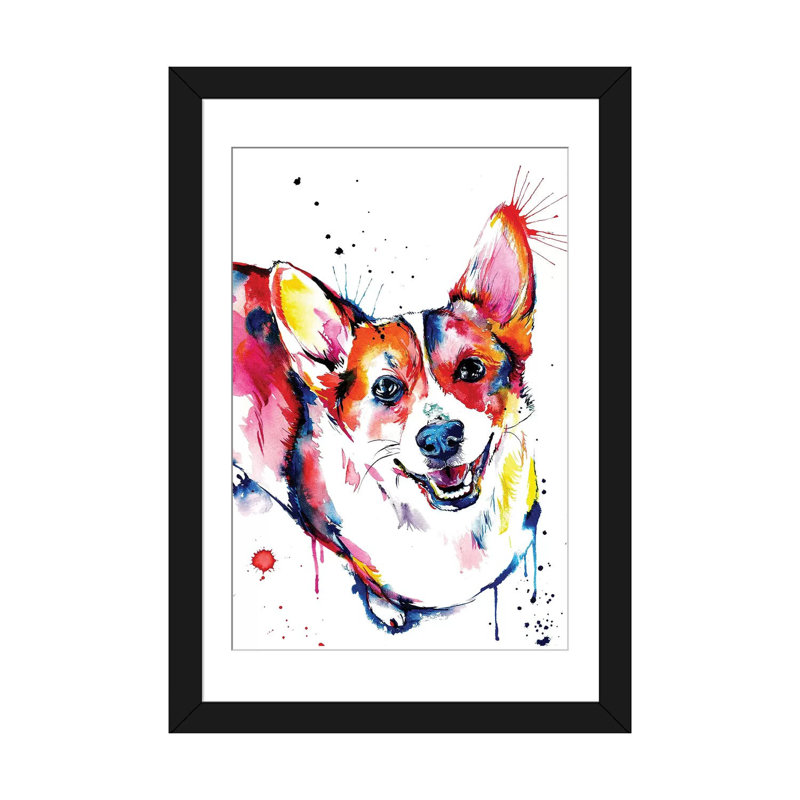 «Corgi», impression sur toile, H 32 po x l 24 po x P 1 po, Cadre noir