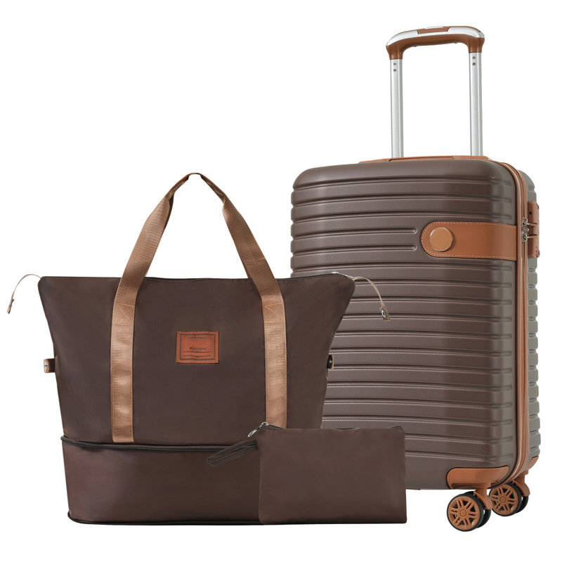 Ensembles de valises 3 pièces, valises de transport en plastique rigide à roulettes 22 po x 14 po x 9 po, approuvées par les compagnies aériennes, 20 pouces