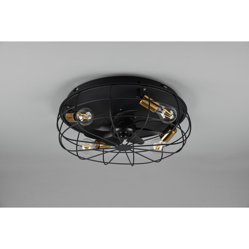 48cm Calista 7 - Blade Ceiling Fan with Remote Control and Light Kit Included, Black