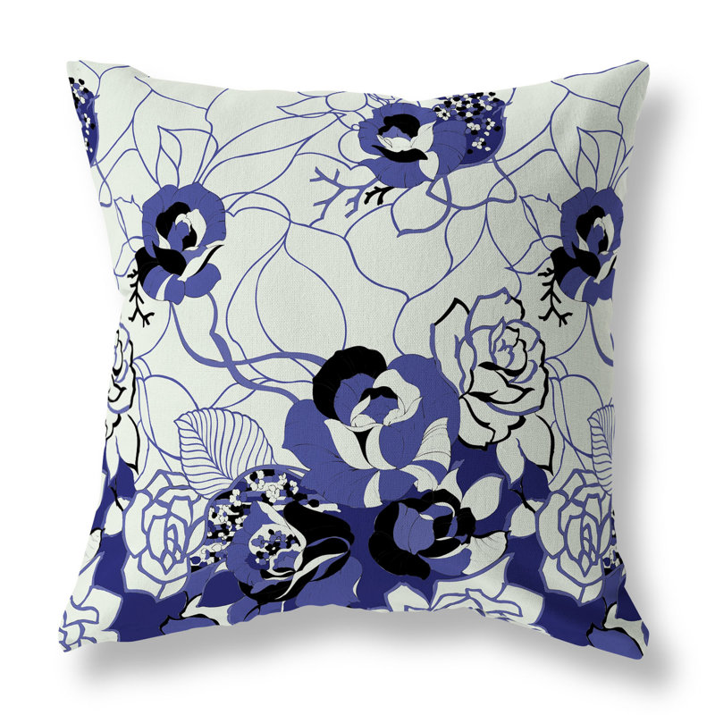 Coussin décoratif réversible Regal Rose Retreat, H 18 po x l 18 po, Bleu / vert