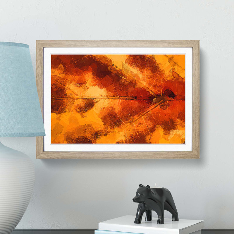 Leaf in the Autumn in Abstract - Picture Frame Graphic Art Print, 36cm H x 48cm W x 2cm D, Oak Framed