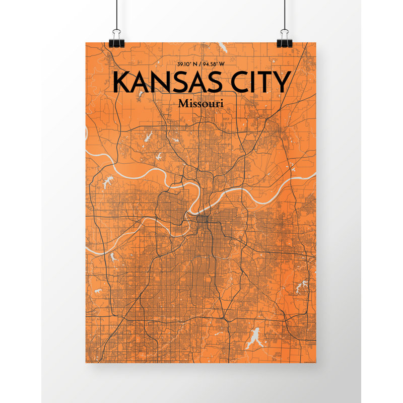 Kansas City Map - No Frame Print, 61cm H x 45.7cm W x 0.13cm D