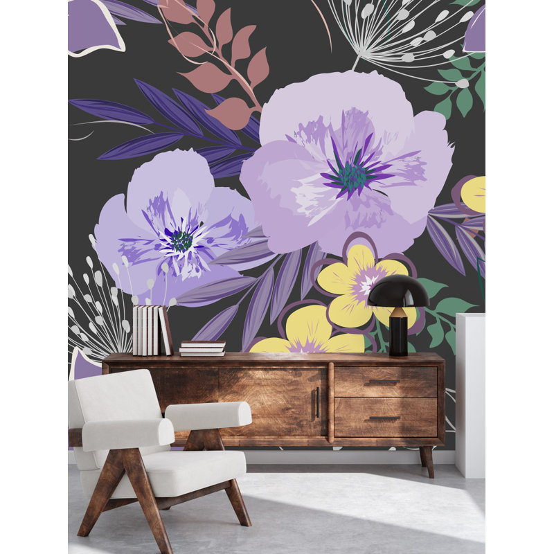 Peel & Stick Vinyl Floral Wall Mural, 8.33' L x 100" W