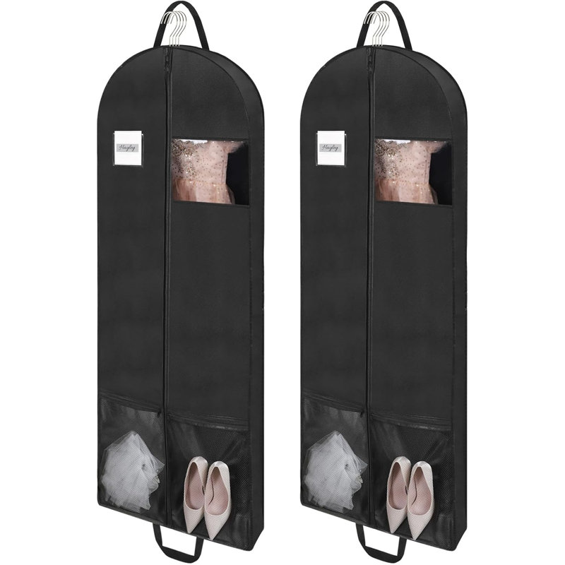 Ensemble de 2 sacs à vêtements longs de 65 po pour robe de voyage avec housse à gousset de 4 po