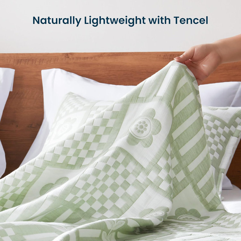Ensemble d'édredon en coton jacquard pour courtepointe Sleep Zone, Floral vert givré