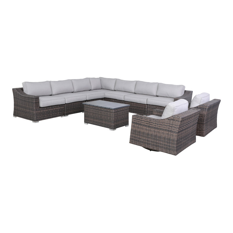 Ensemble de conversation pour 8 personnes avec coussins Menkar Wicker