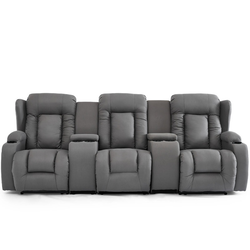 Andreaz 3 Seater Linen Reclining Sofa, Manual - Handle / Lever