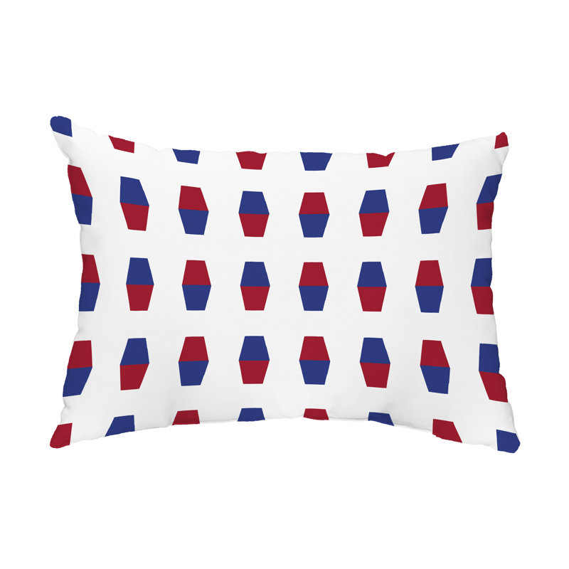 Bowling Pins Geometric Outdoor Reversible Throw Pillow, Red