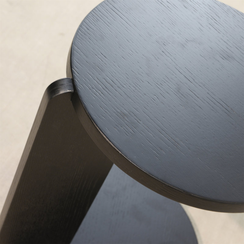 Ensemble de 2 tables basses gigognes 32,68 pouces de 83 cm de diamètre avec tables de bout (table basse incluse), Noir