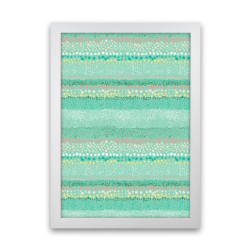 Little Textured Minimal Dots Green - Print, 34cm H x 25cm W x 3cm D, White Framed