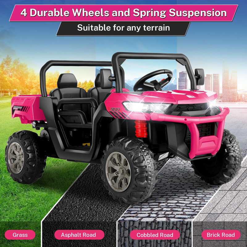 Pink 24V Kids Ride-On Truck with Remote Control and Electric Dump Bed