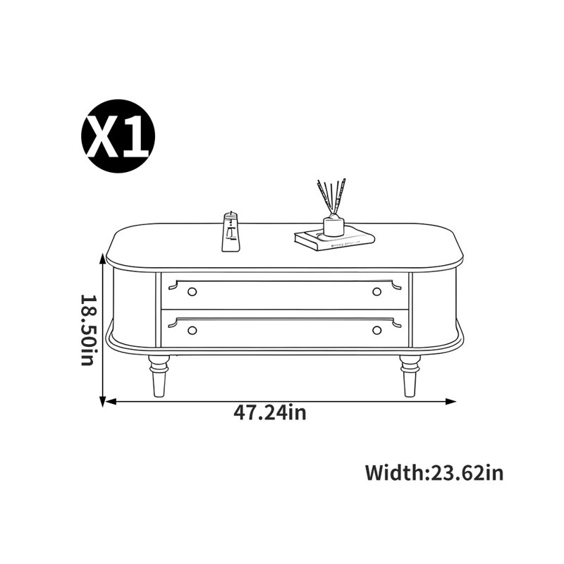 Table basse avec rangement de style américain