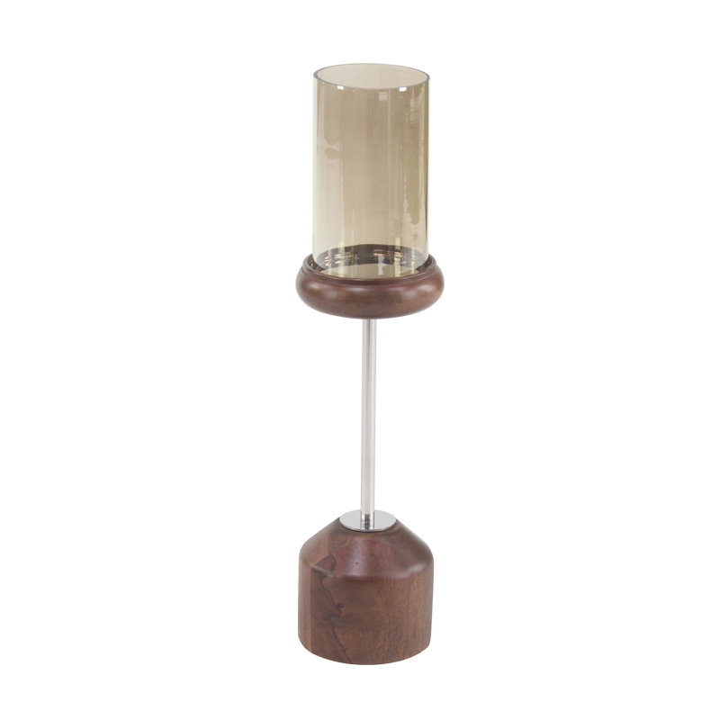 Wood Tabletop Hurricane, 20" H x 5" W x 5" D
