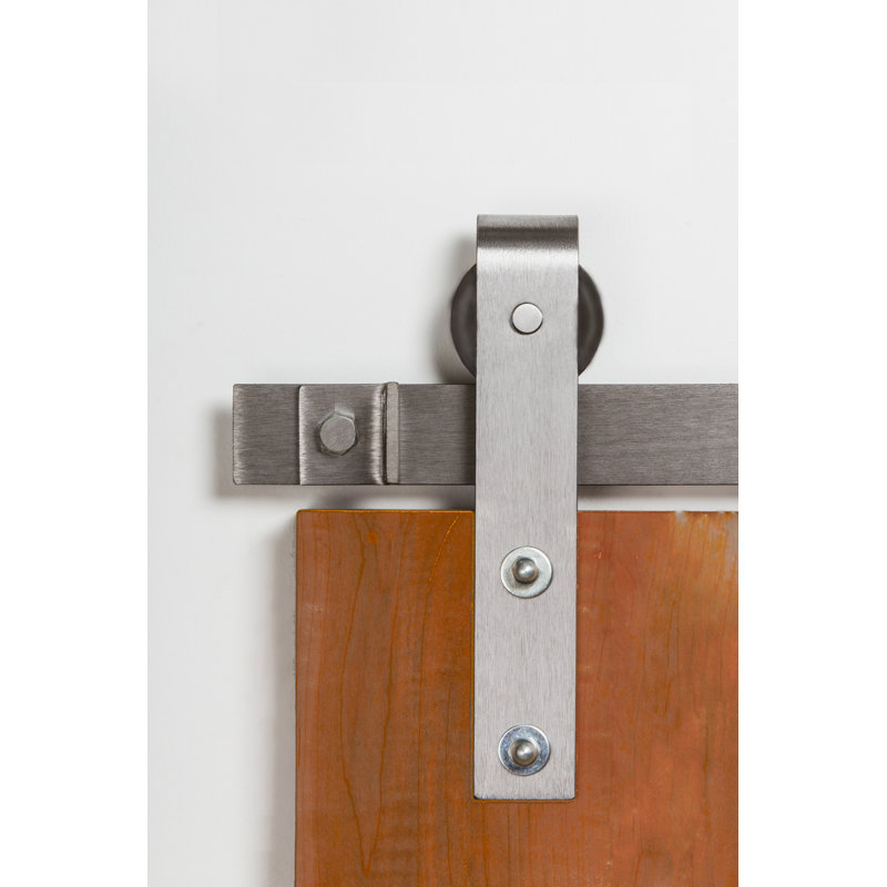 Ensemble de quincaillerie pour porte de grange simple 402, Nickel brossé, 84 po