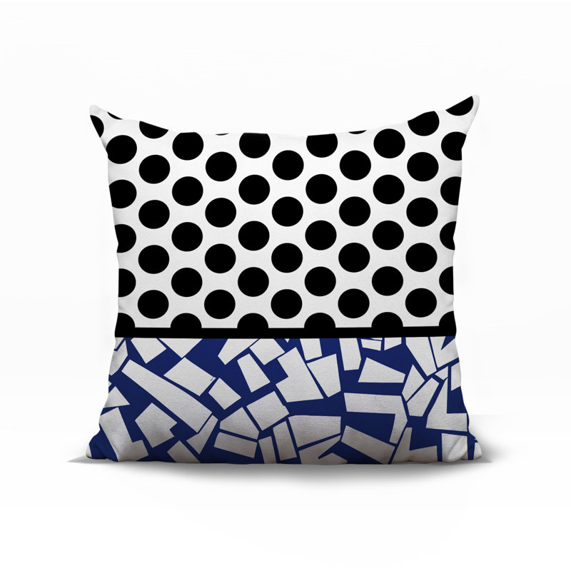 Oreiller carré réversible intérieur / extérieur Miva, Bleu marine, Carré 16 po