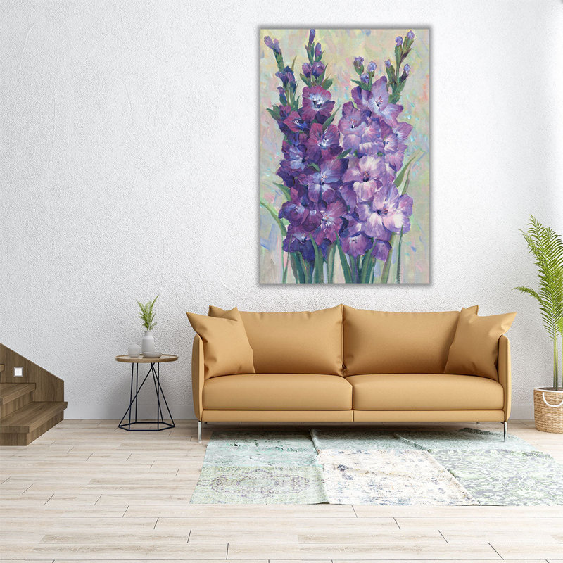 «Gladiolas Blooming II», reproduction d'art sur toile, H 24 po x l 16 po