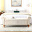 Banc de rangement capitonné à boutons de 62 po pour la chambre à coucher de 62 po, repose-pieds rembourré en tissu moderne, banc de fenêtre, accoudoirs roulés pour chambre à coucher, salon, vestibule-205906355