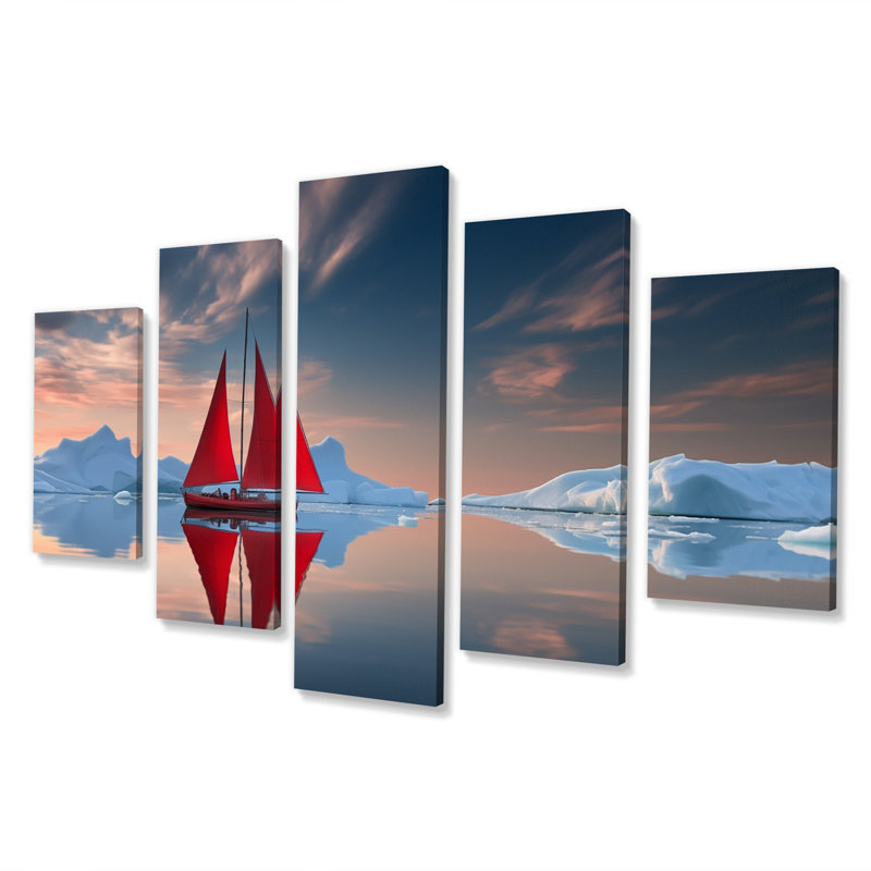 Altemos - Bateau, reproduction d'art sur toile - 5 panneaux