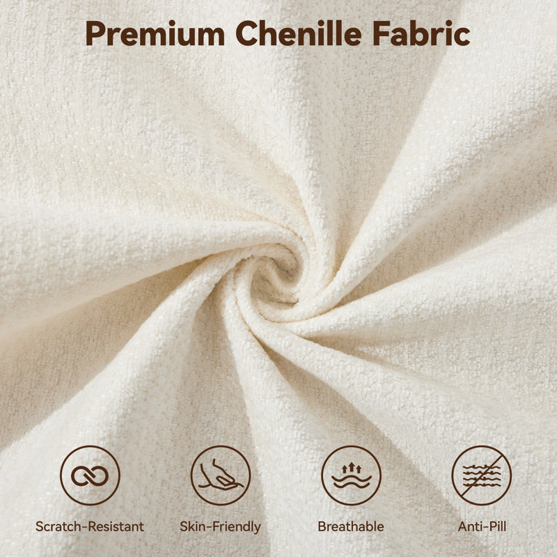 Ensemble de canapé modulaire avec repose-pieds Boneless, Chenille beige, 25" H x 119.3" W x 39.4" D
