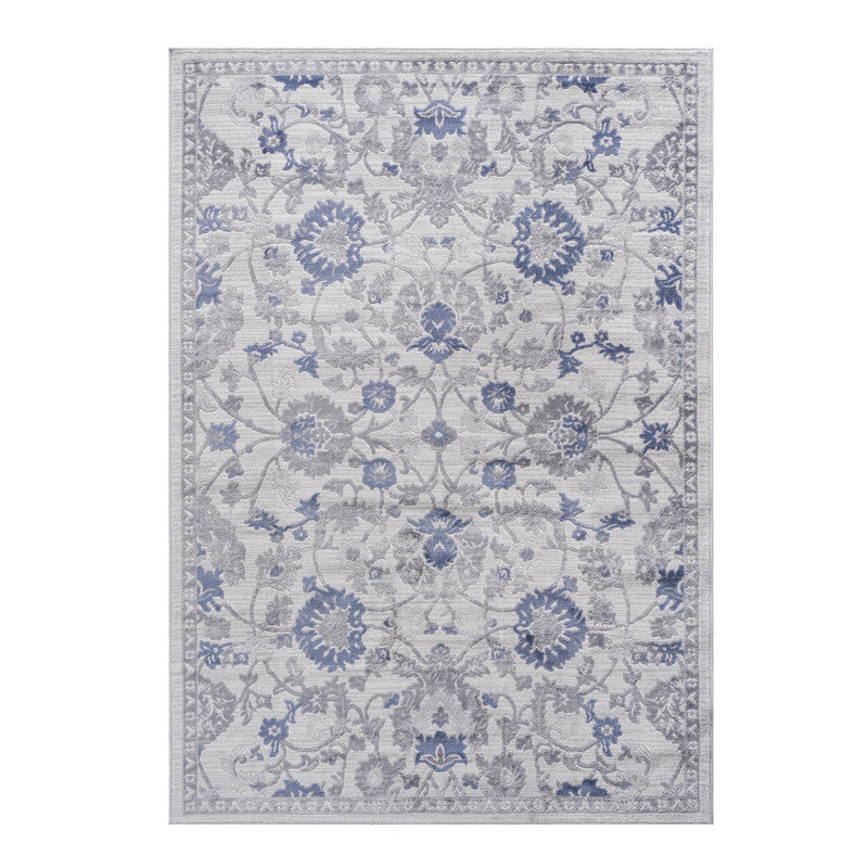 Naar Marfi Area Rugs, Blue/Silver/Oriental Accent Power Loom Machine -Crafted Indoor, Rectangle 6'7" x 9'