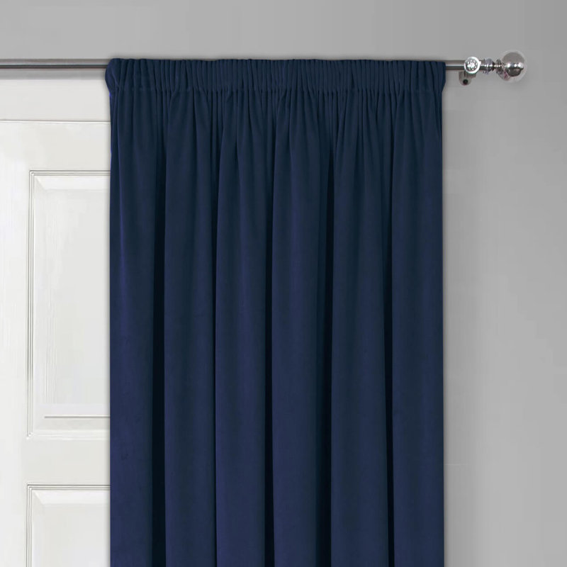 Ketlin Pencil Pleat Room Darkening Door Curtain, Navy, 114 W x 213 D cm