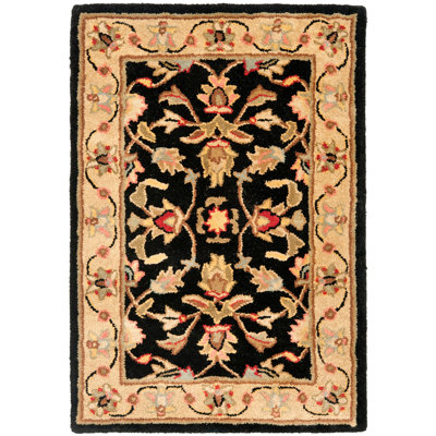 Tapis noir / beige en laine touffeté à la main Cranmore