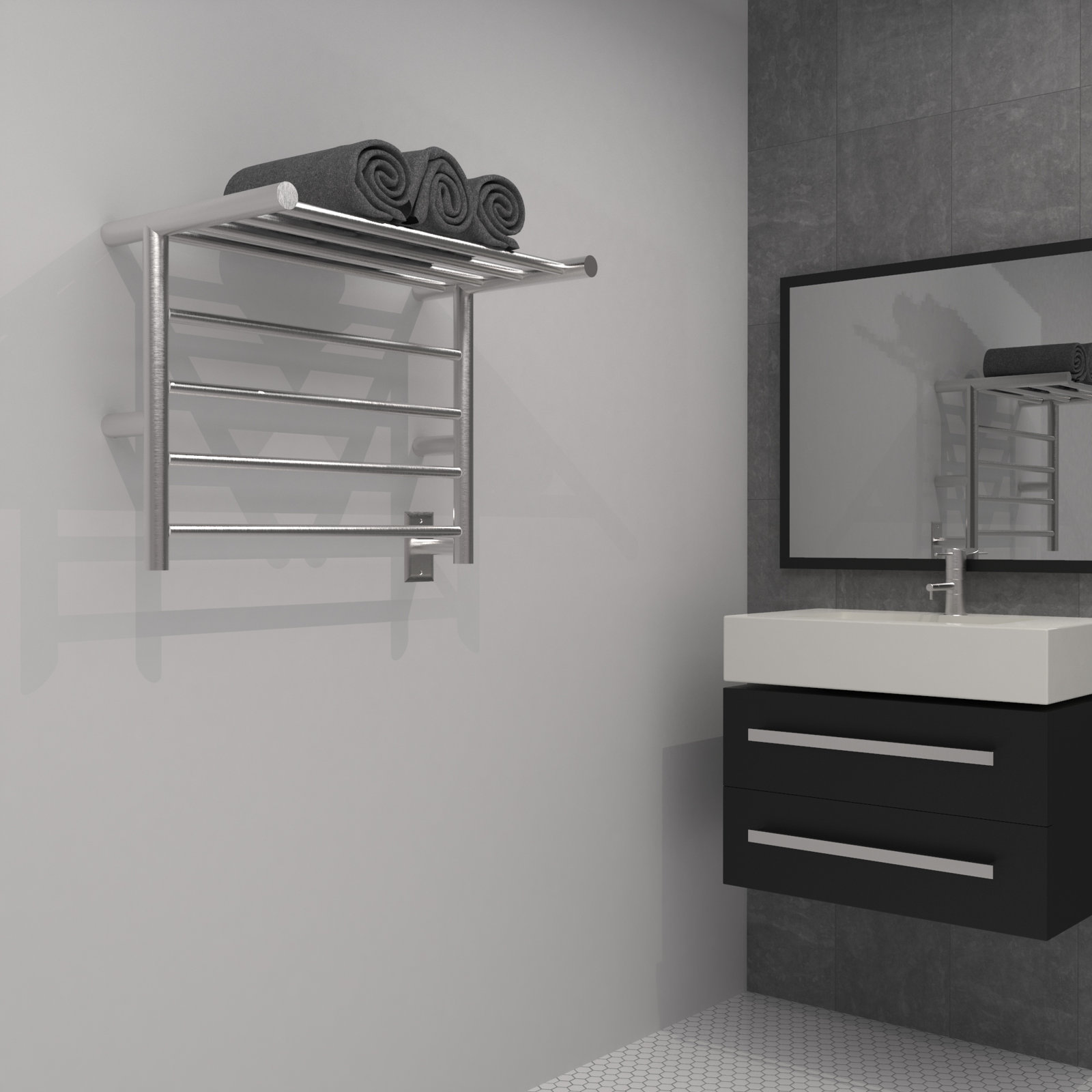 Radiant Shelf Towel Warmer, Brushed
