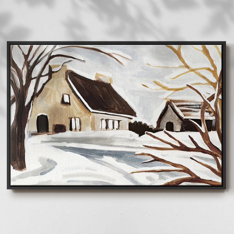 Winter Cottage II, reproduction d'art sur toile, Noir, H 17 po x l 25 po x P 1,5 po