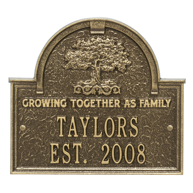 3-Line Wall Address Plaque, Antique Brass