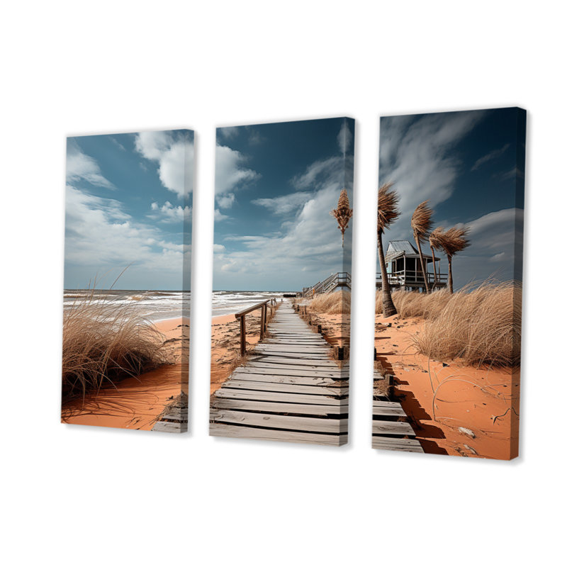 Florida Boardwalk, reproduction de photo sur toile 3 pièces, H 32 po x l 48 po x P 1 po