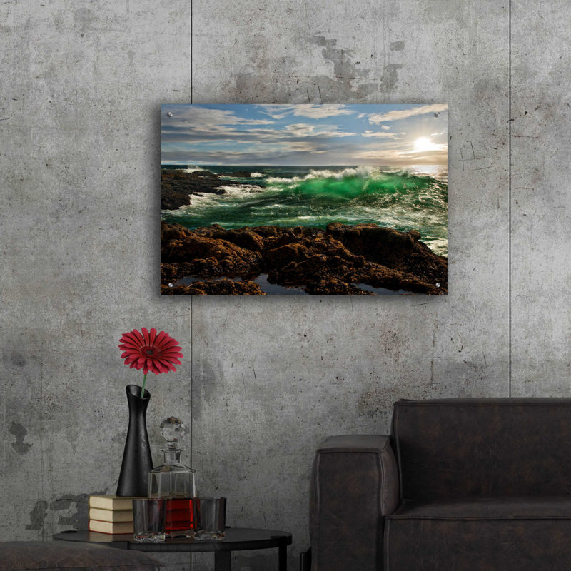 «The Wave» par Natalie Mikaels, art en verre acrylique Wal, H 24 po x l 36 po x P 0,2 po