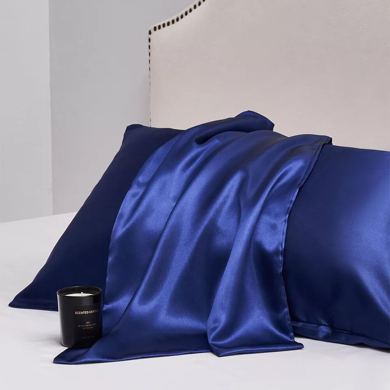 Housse de coussin en satin satiné, Bleu marine