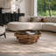 Table basse 35,83 "unique en forme de nuage irrégulier avec plateau en verre trempé