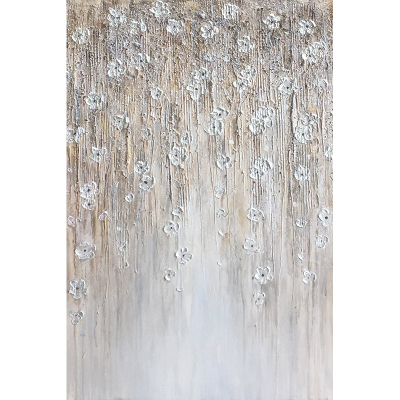 Fleurs ascendantes - peinture sur toile tendue, H 48 po x l 36 po x P 1,5 po